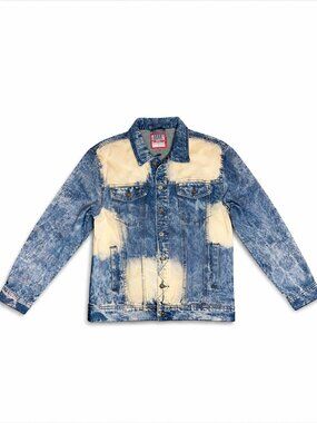 Distressed Bleach Wash Denim Jacket Women’s L Blue Trucker Grunge Streetwear